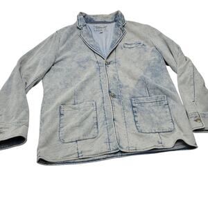 32 bar blues soft denim faux jean jersey blazer distressed jacket